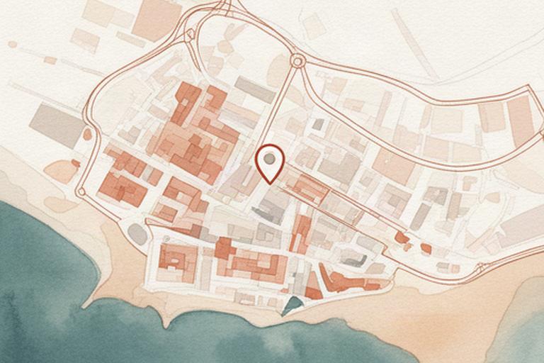 Mapa ilustrado de Adra, Andalucía, con la Calle Camino Carros señalada
